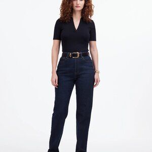 Madewell Women's Petite Curvy 90s Straight High Rise Jeans in Dark Rinse